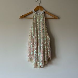 Free People Sequin Sleeveless Halter Top